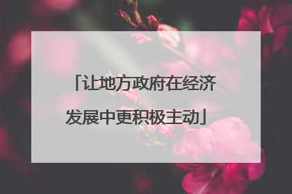 让地方政府在经济发展中更积极主动